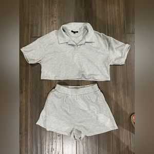 Small Gray two piece crop top/shorts set